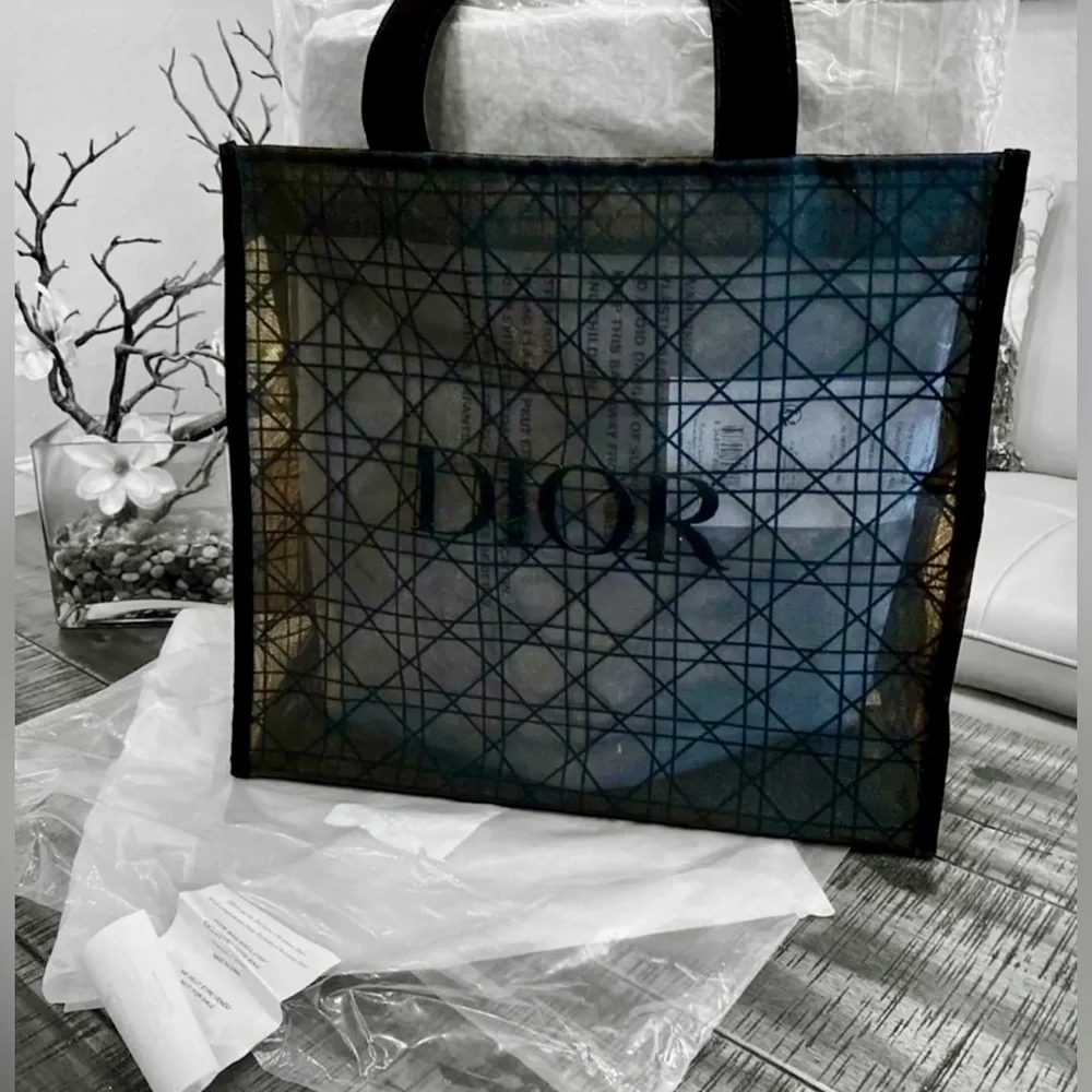 Bundle of Dior Black Mesh Tote with matching Pouch - Picture 8 of 14